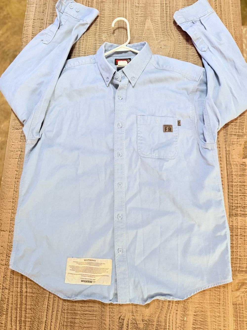 Wolverine  FR Flame Resistant Light Blue Long-Sleeve Button-Down Work Shirt